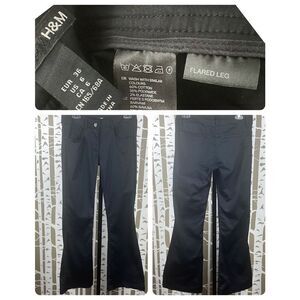 H&M Flared Leg Dress Pants Black Sateen sz 6